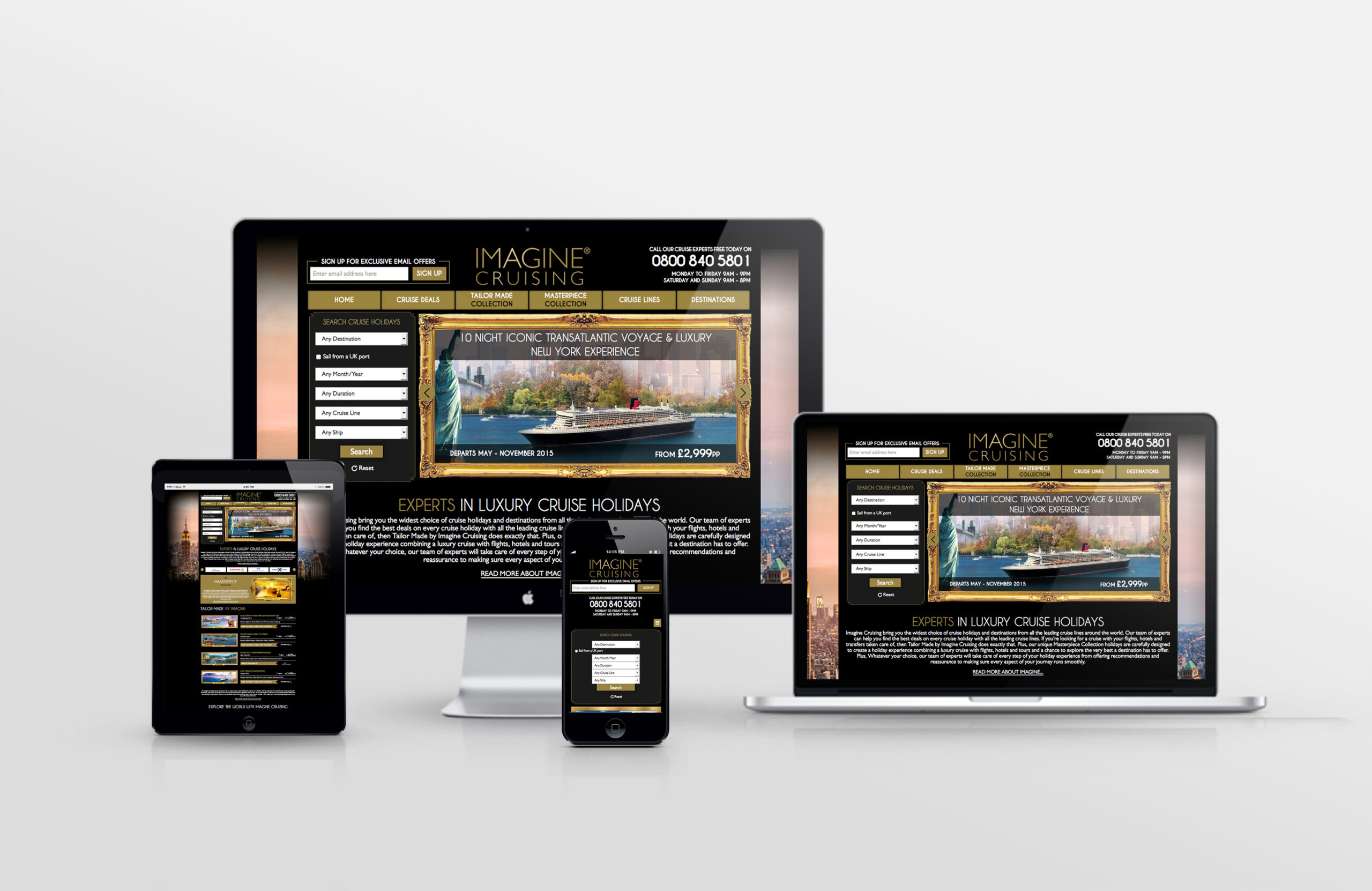 Imagine Cruising mobile responsive website design layouts